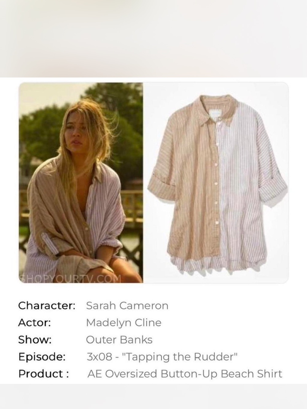 American Eagle Oversized Button-Up ASO Sarah Cameron in Outer Banks
